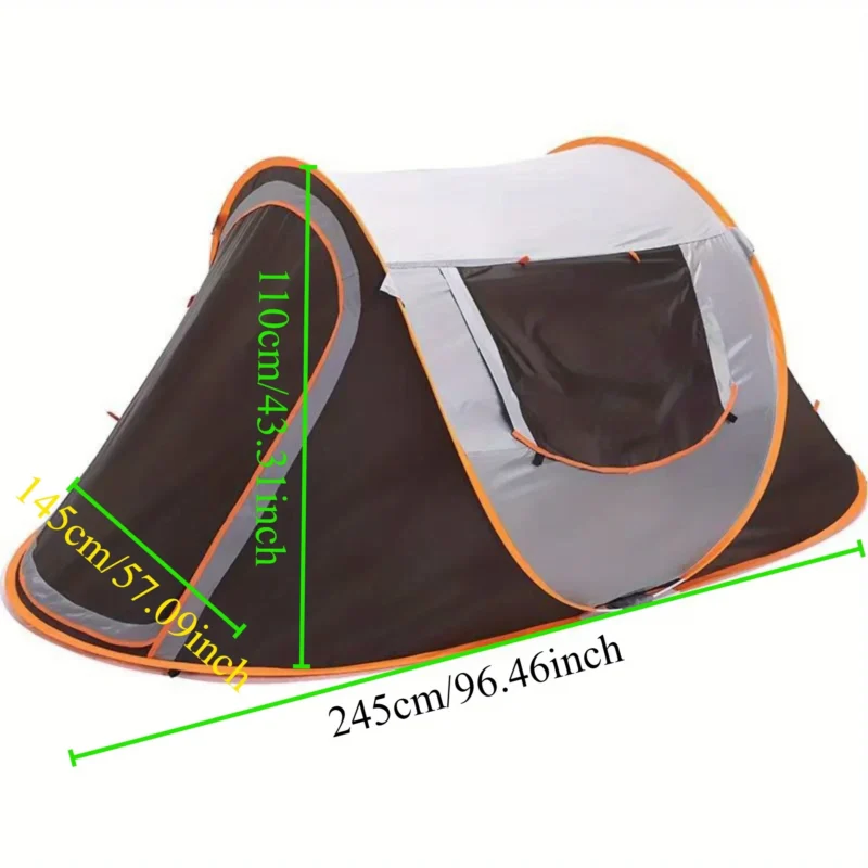 Instant 3-4 Person Pop Up Camping Tent with Dual Doors and All-Side Ventilation for Quick Outdoor Setup - Image 6