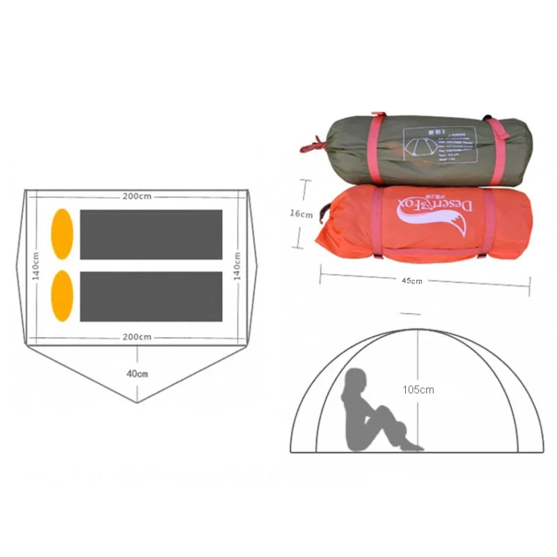 Ultralight Aluminum Pole 2-Person Backpacking Tent Double Layer for 4-Season Hiking with Quick Setup - Image 2