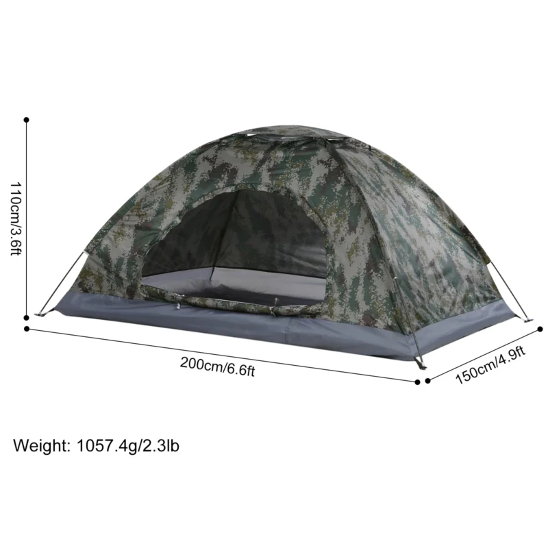 Ultralight 2-Person Summer Camping Tent with Single Layer Nylon Construction and UV Protection for Hiking and Outdoor Adventures - Image 3