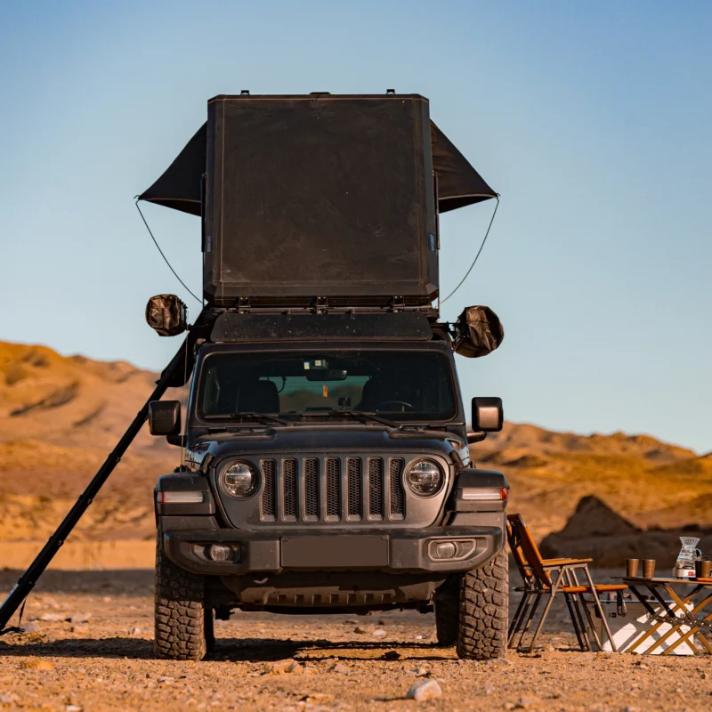 Hard Shell Rooftop Tent 2-Person Pop Up with Waterproof Oxford Fabric for 4-Season Camping