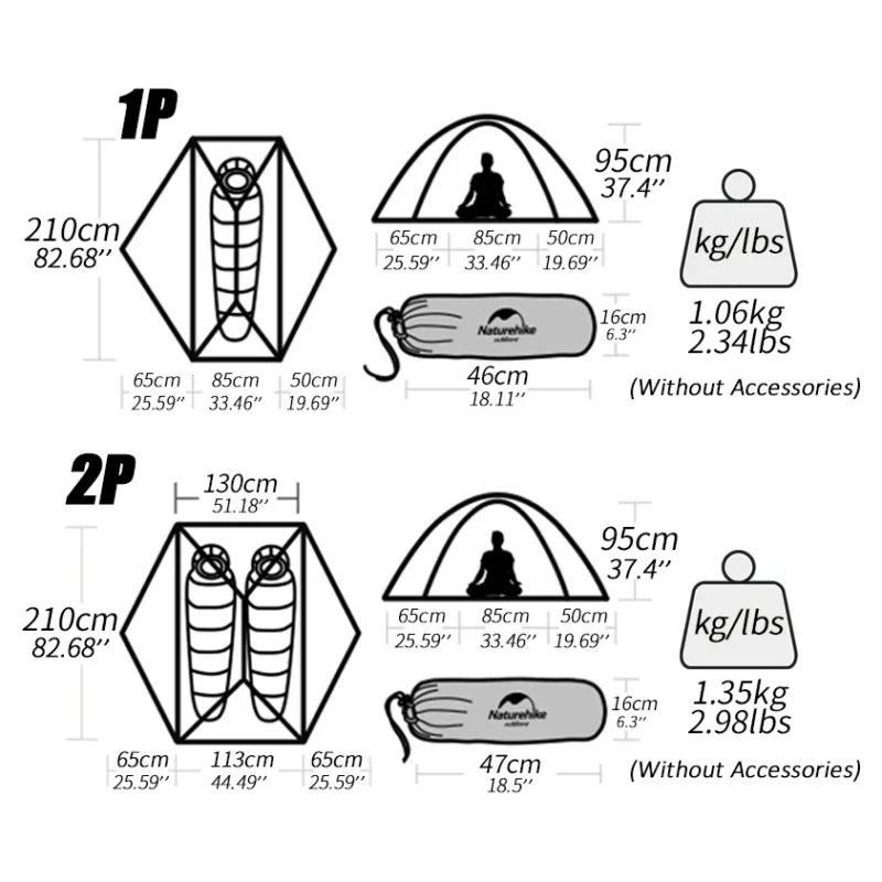 Ultralight Nylon 2-Person Trekking Tent with Aluminum Poles for Four-Season Hiking - Image 5