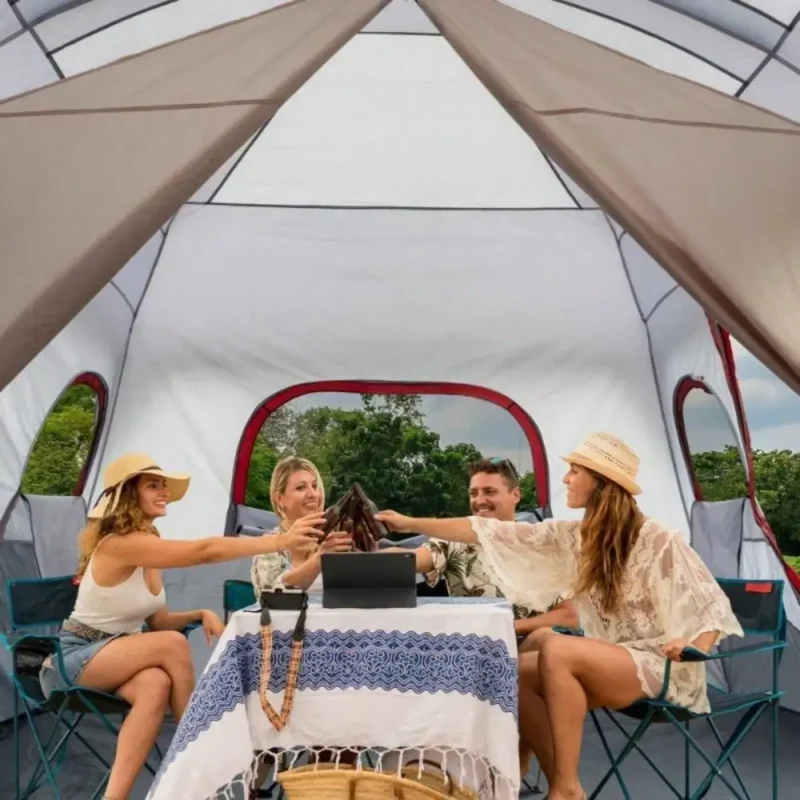 Premium Two-Room Steel Frame Camping Tent with Waterproof Canvas for Family Outdoor Adventures - Image 2