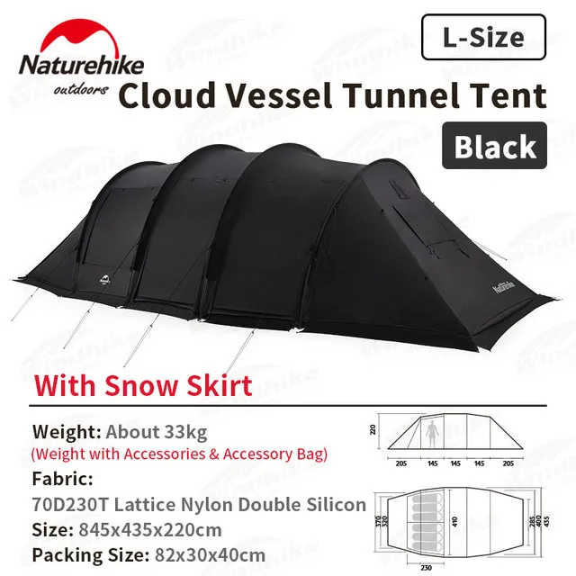 Large family-friendly tent with separate rooms and high ceiling
