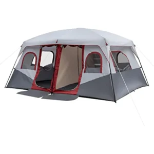 Spacious 8-10 Person Cotton Tent Weatherproof Family Cabin with Rainfly and Two Rooms
