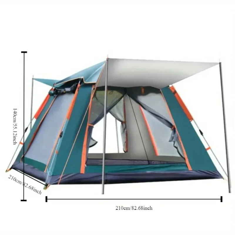 Portable Aluminum Frame 2-Person Camping Tent with Double Ventilation Windows for Outdoor Adventures - Image 2
