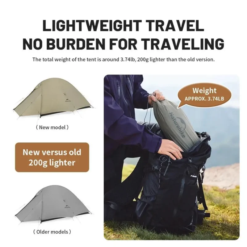 Ultralight Waterproof 2-Person Backpacking Tent with Double Layer for 4-Season Hiking Adventures - Image 3