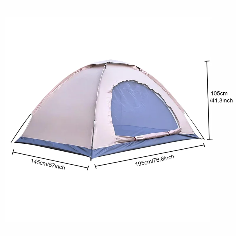 Lightweight Single Layer 2-Person Camping Tent with Fiberglass Poles for Hiking and Outdoor Adventures - Image 4