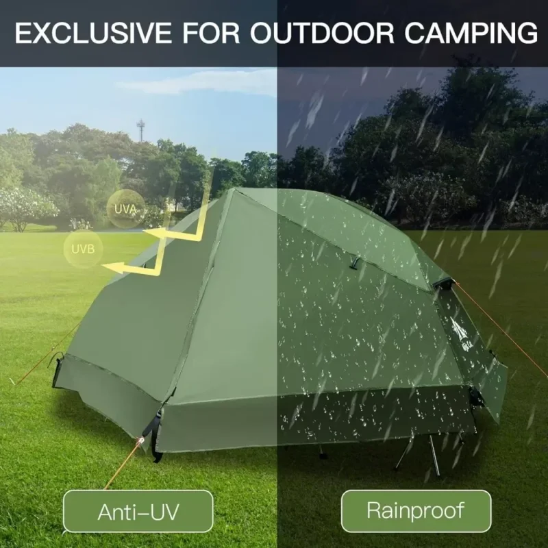 Waterproof Off-Ground Dome Tent with Cot Combo for 1-Person 4-Season Camping - Image 4
