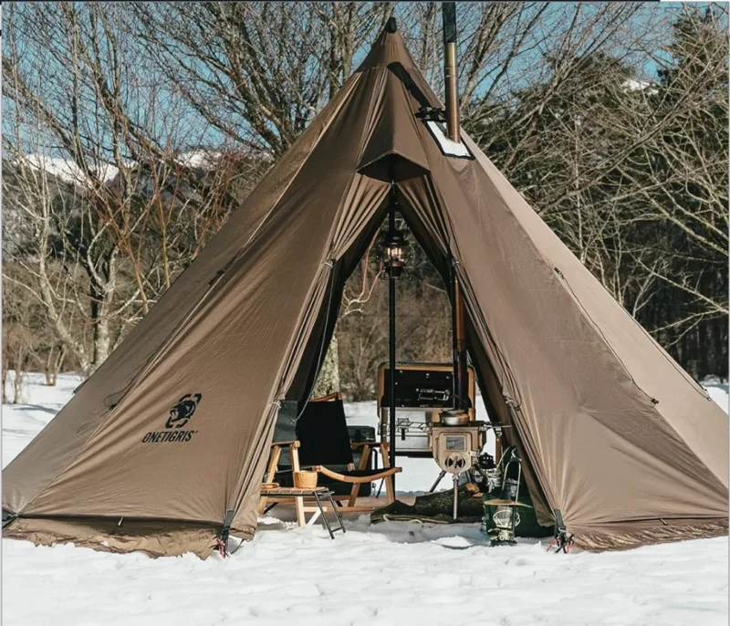 4-Season Oxford Tipi Tent with Stove Jack for 4-6 Person Family Camping in All Weather - Image 4