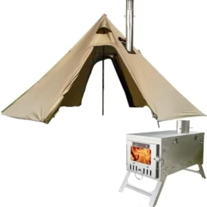 Waterproof Cotton 2-Person Tipi Hot Tent with Stove Jack for Winter Camping