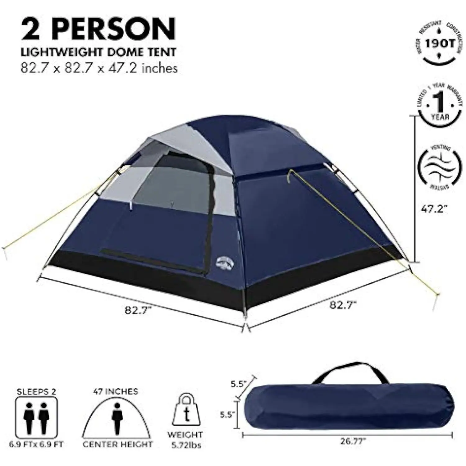 Ultra-compact dome design ideal for couples with limited packing space