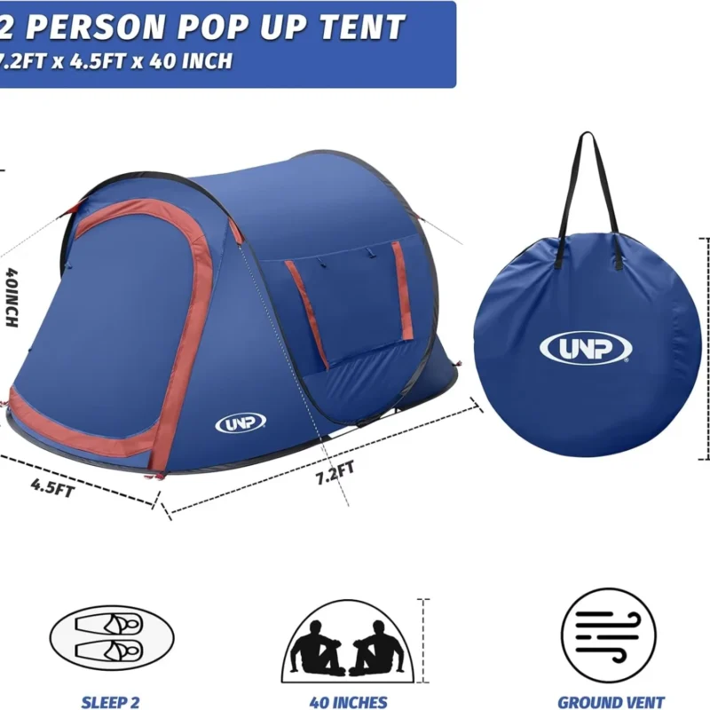Instant Automatic Pop-Up 2-Person Camping Tent with Dual Doors for Beach and Hiking Adventures - Image 2