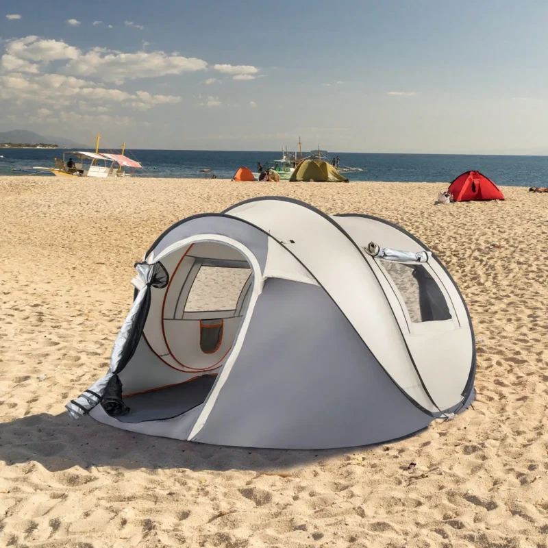 Portable Pop Up 4-Person Canvas Tent with Instant Setup for Camping and Outdoor Adventures - Image 2