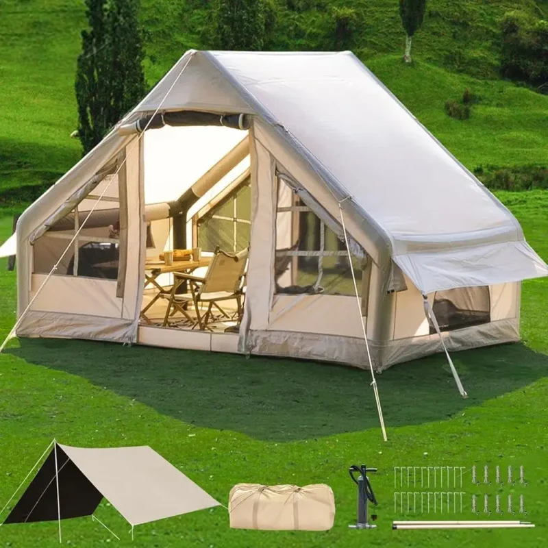 Instant Setup Inflatable Camping Tent 4-8 Person Waterproof Family Dome with Aluminum Poles for Outdoor Adventures - Image 2