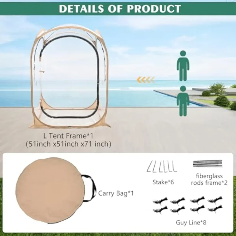 Portable Pop-Up Sports Viewing Tent Clear View 2-Person All-Weather Shelter for Events Camping Soccer - Image 6