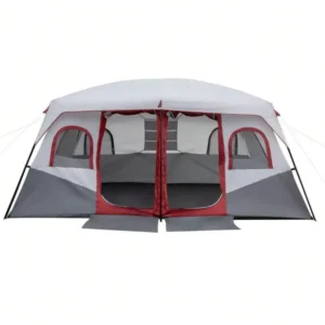 Premium Two-Room Steel Frame Camping Tent with Waterproof Canvas for Family Outdoor Adventures