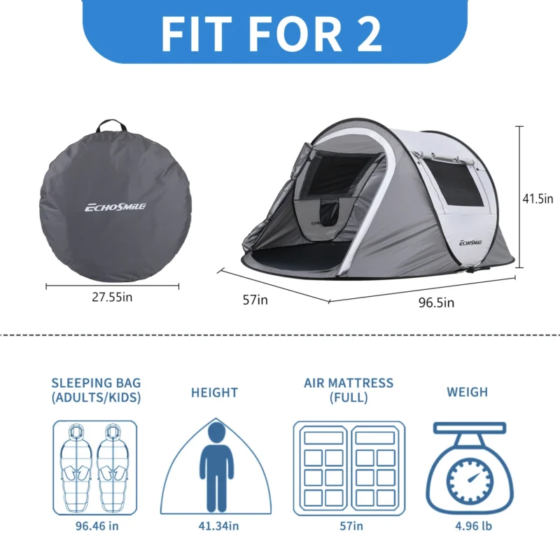Automatic Pop-Up 2-Person Camping Tent with Double Layer for Outdoor Adventures - Image 6