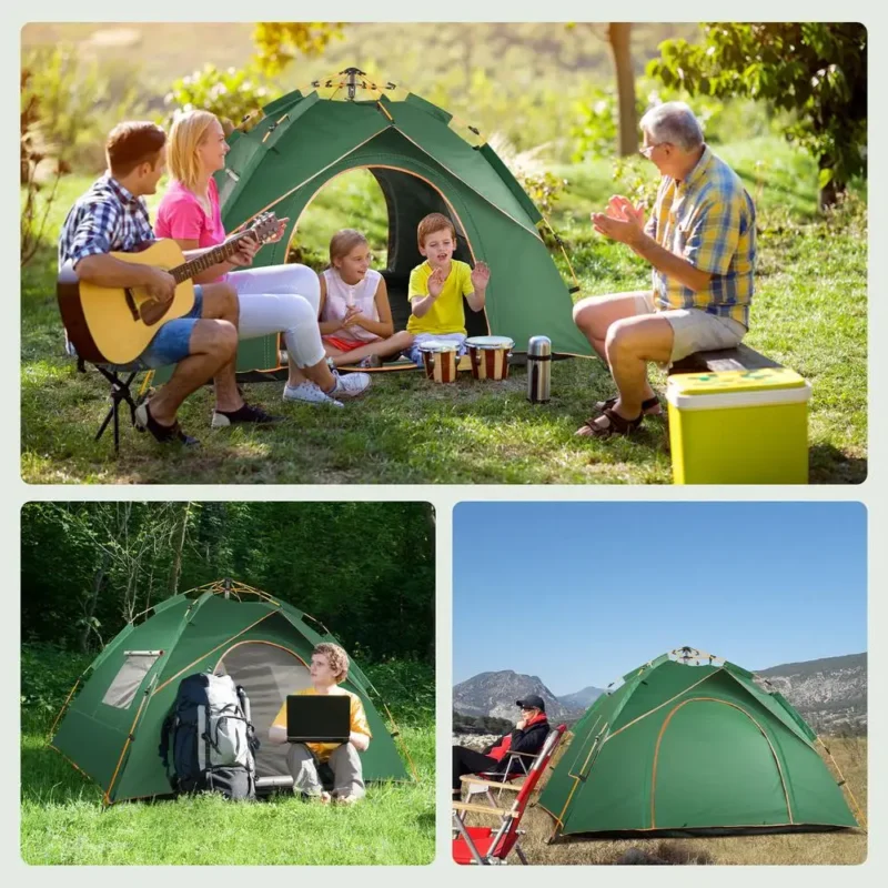 Instant Pop Up Dome Tent 2-Person Double Layer Waterproof Camping Shelter with 2 Doors for Outdoor Adventures - Image 3