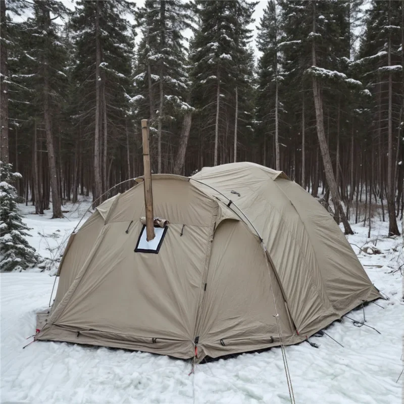Fireproof 4-Season Hot Tent with Stove Jack - 2-Person Waterproof Dome Tent for Winter Camping - Image 3