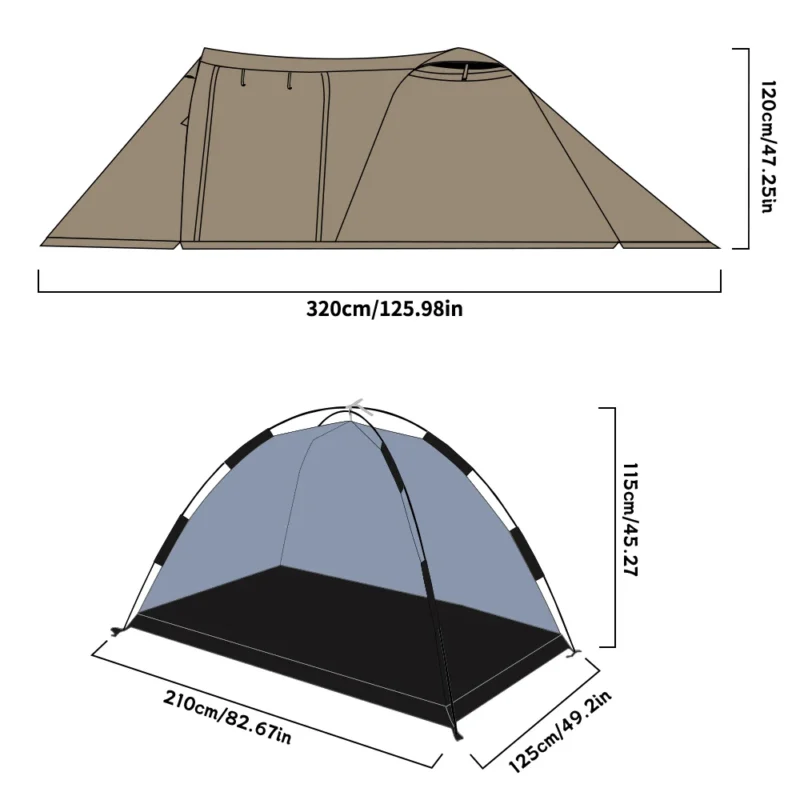 Fireproof Hot Tent 2-Person Waterproof Dome Tent with Stove Jack for 4-Season Winter Camping and Hiking - Image 6