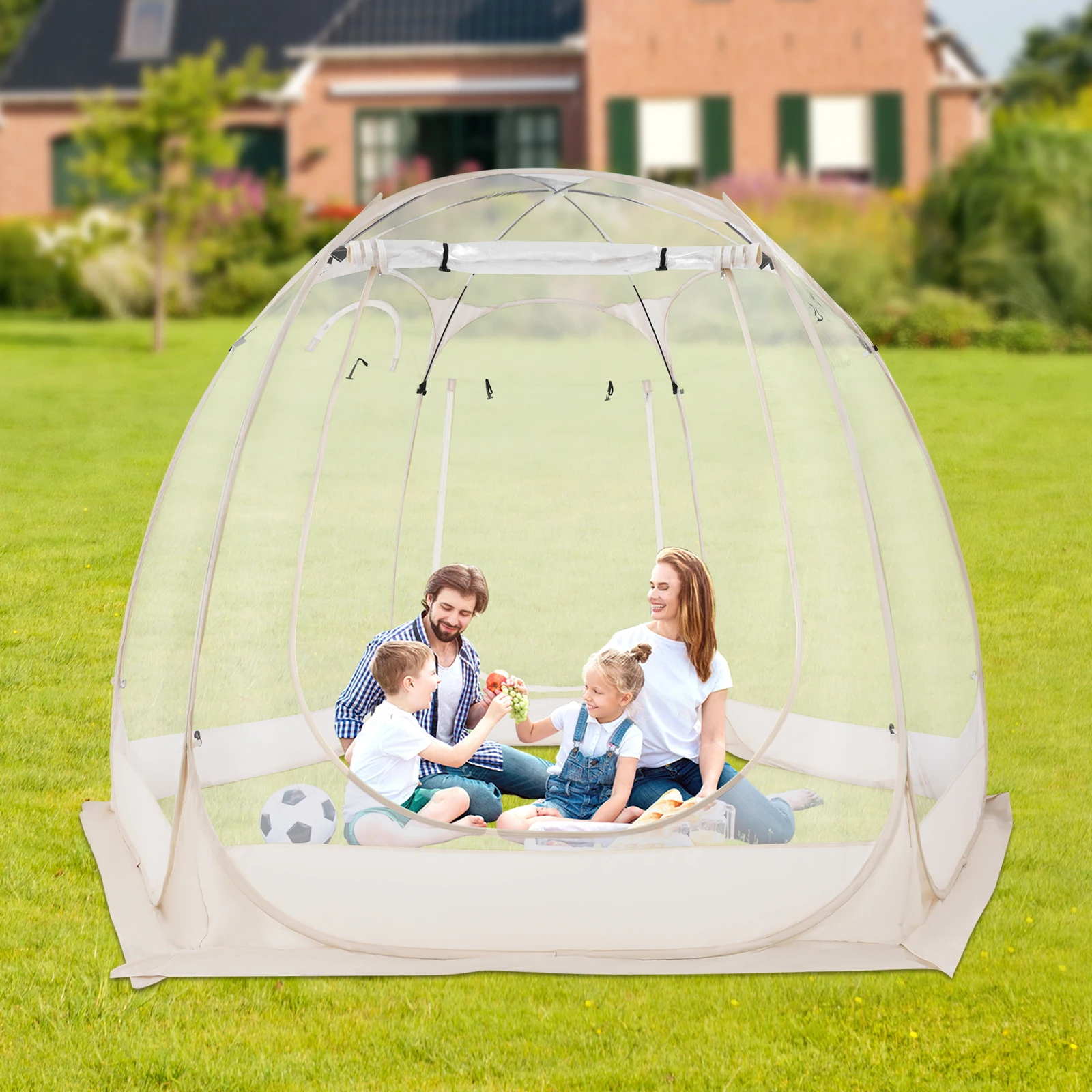 Pop-up camping tent with spring-loaded design for instant setup