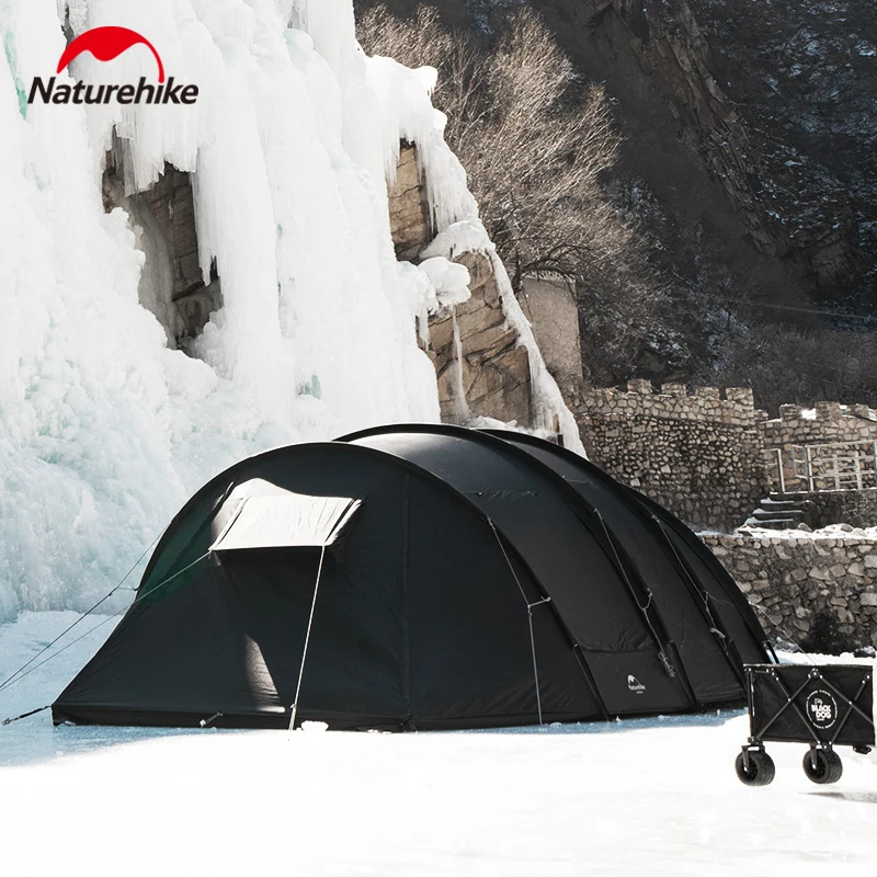 Tunnel tent with spacious standing room for multiple adults