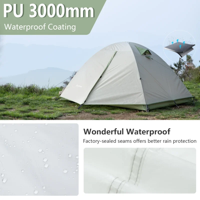 Ultralight Double Layer 2-Person Backpacking Tent with Aluminum Poles for Hiking and Camping - Image 3