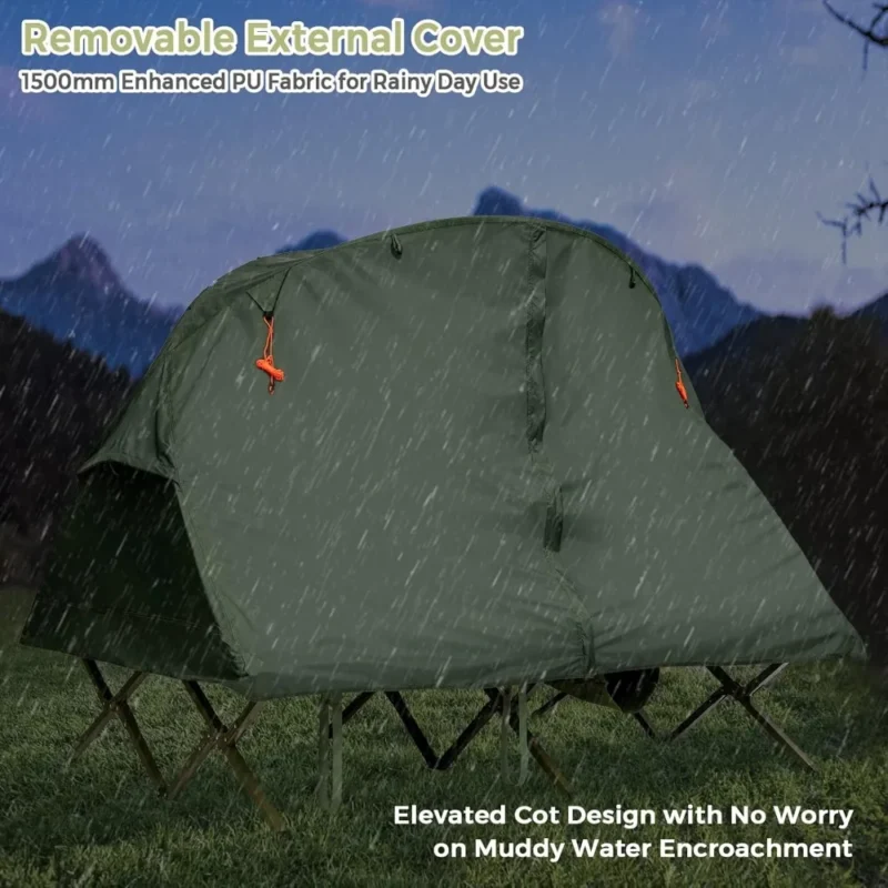 4-in-1 Elevated 2-Person Tent Cot with Self-Inflating Mattress and Rolling Carrying Bag - Image 6