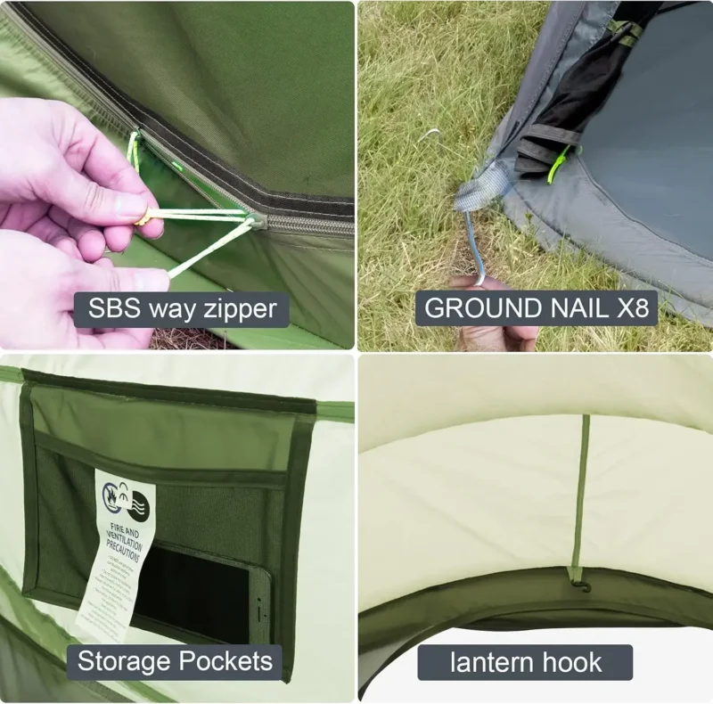 Instant Pop Up Camping Tent 4-Person Waterproof Double Door with Easy Setup for Family Outdoor Adventures - Image 5