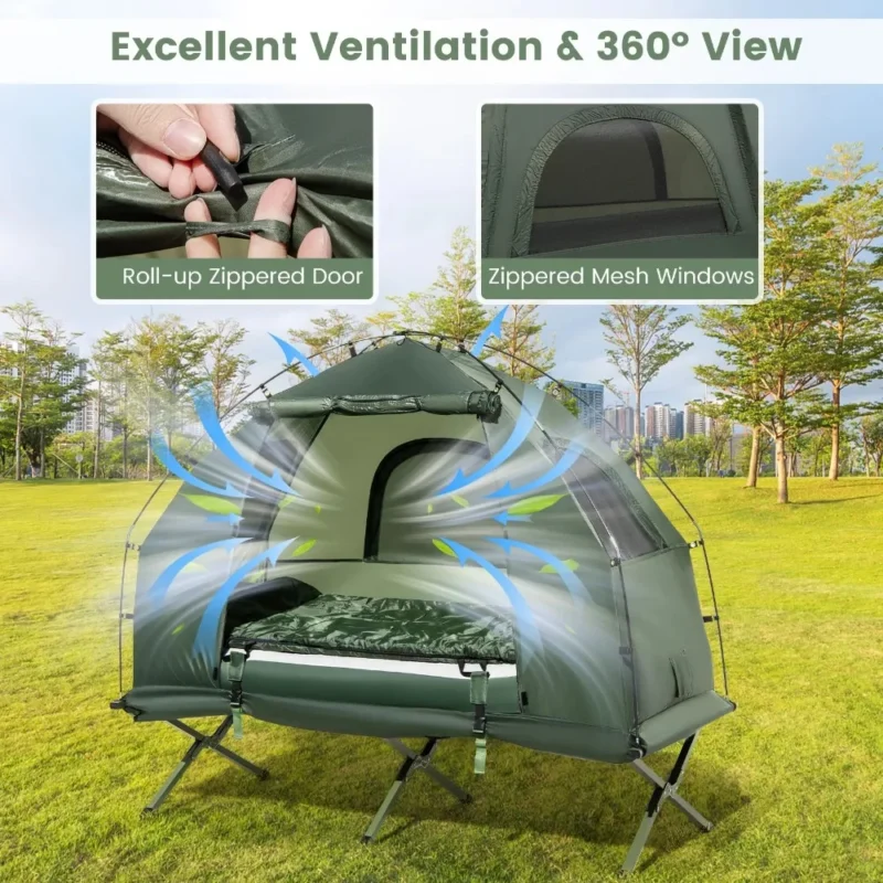 All-in-One Elevated 1-Person Camping Tent Cot with Integrated Sleeping System for Outdoor Adventures - Image 4