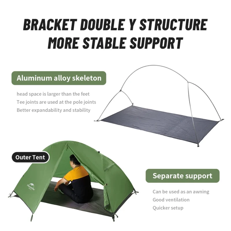 Ultralight 1-Person Backpacking Tent with Double Layer Waterproof Design for Hiking and Camping - Image 4