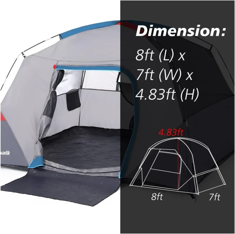 Quick Automatic Oxford 4-Person Dome Tent with Aluminum Poles for Outdoor Hiking and Camping - Image 4