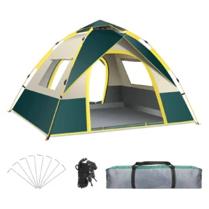 Ultralight Aluminum Automatic 2-Person Dome Tent for Camping with Double Doors and Quick Setup