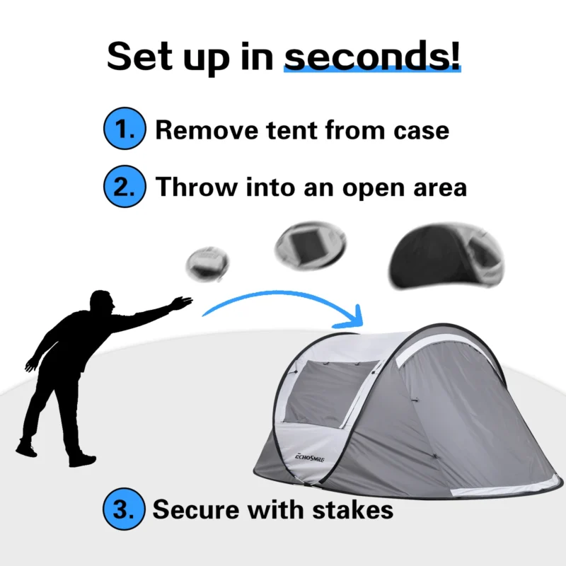 Automatic Pop-Up 2-Person Camping Tent with Double Layer for Outdoor Adventures - Image 2