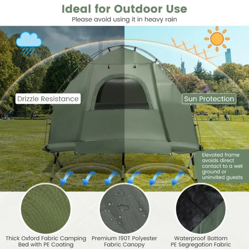 All-in-One Elevated 1-Person Camping Tent Cot with Integrated Sleeping System for Outdoor Adventures - Image 5