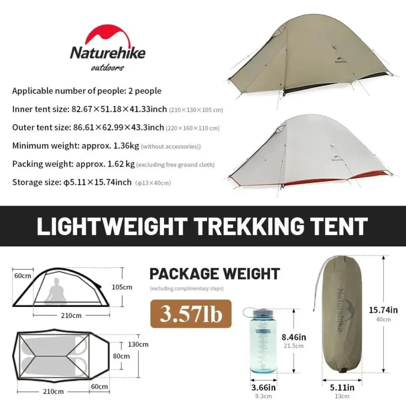 Ultralight Waterproof 2-Person Backpacking Tent with Double Layer for 4-Season Hiking Adventures - Image 6