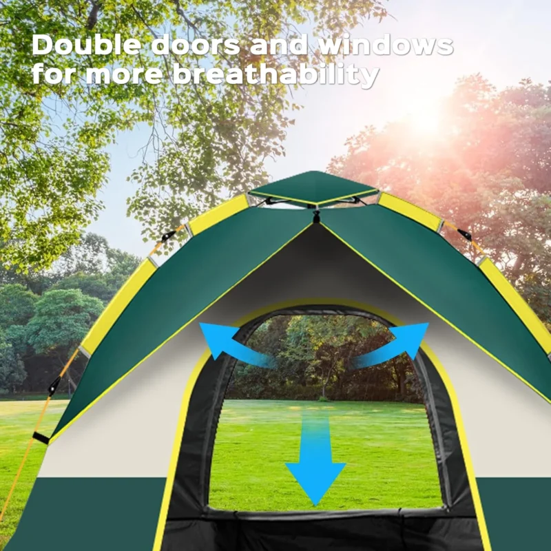 Ultralight Aluminum Automatic 2-Person Dome Tent for Camping with Double Doors and Quick Setup - Image 2