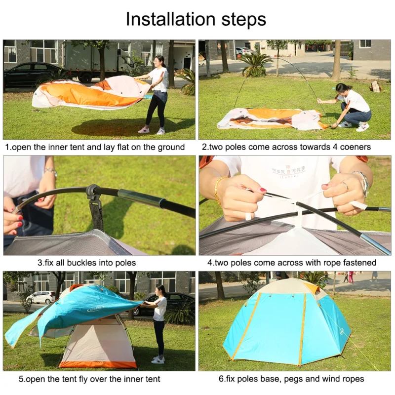 Ultralight Double Layer 2-Person Dome Tent with Dual Doors PU3000mm Waterproof for Camping and Hiking - Image 5