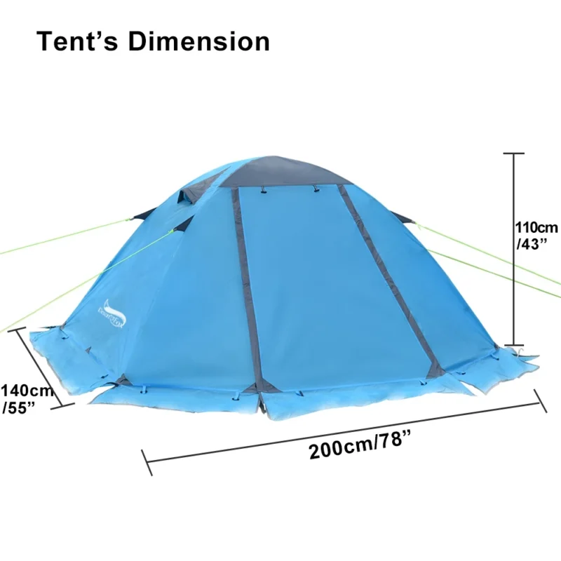 Aluminum Pole 2-Person Winter Camping Tent with Snow Skirt for 4-Season Backpacking - Image 5