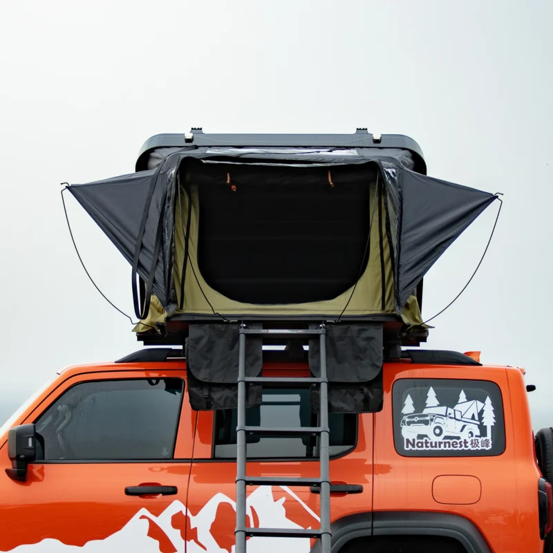 Premium 4-Season Single Person Clamshell Rooftop Tent with Quick Automatic Opening for Outdoor Adventure - Image 4