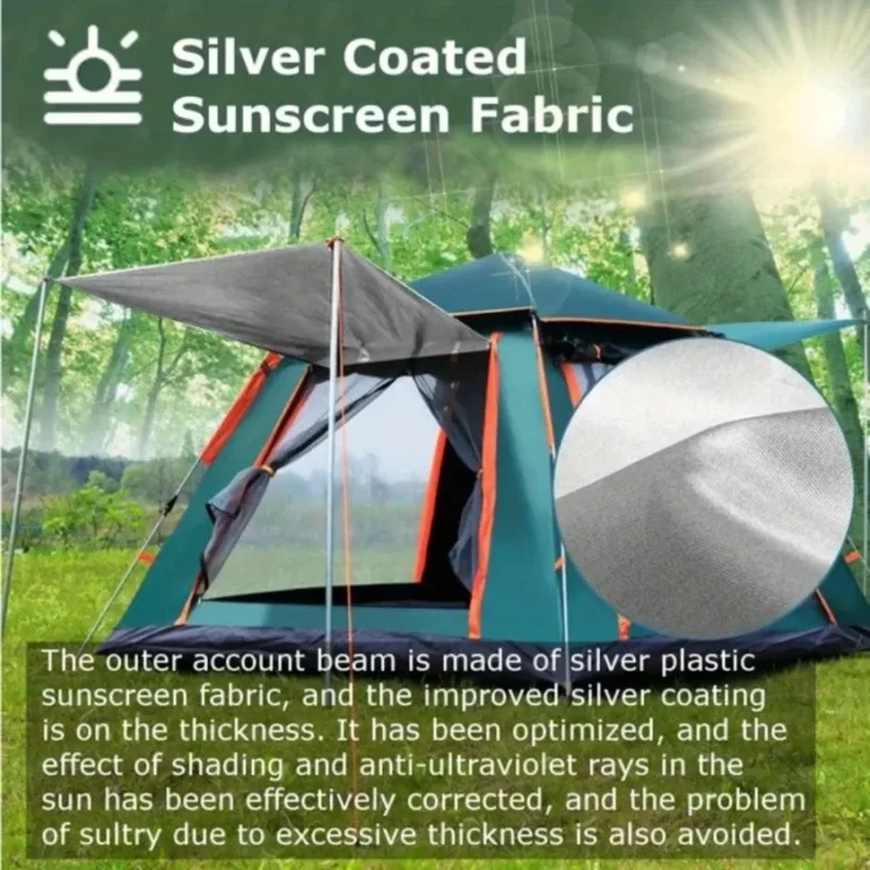 Portable Aluminum Frame 2-Person Camping Tent with Double Ventilation Windows for Outdoor Adventures - Image 3