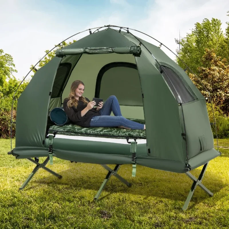 All-in-One Elevated 1-Person Camping Tent Cot with Integrated Sleeping System for Outdoor Adventures - Image 2