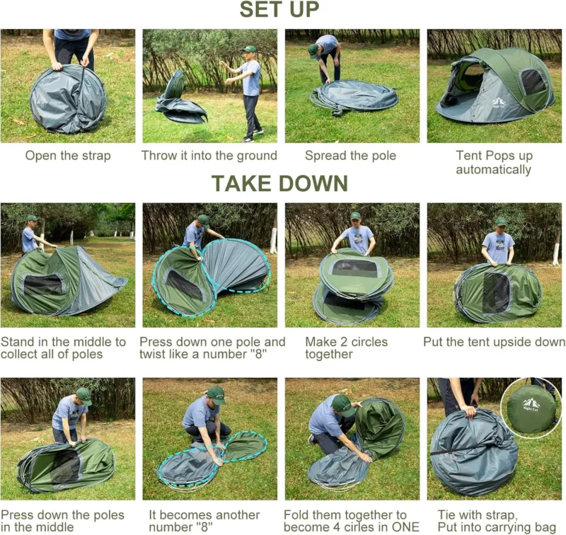 Waterproof Pop-up 2-Person Canvas Tent with Easy Setup for Four-Season Camping Adventures - Image 6