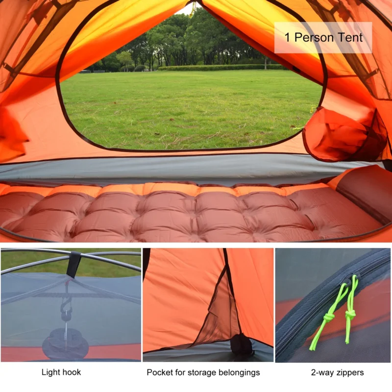 Ultralight Waterproof 1-Person Hiking Tent Double Layer Three-Season with Aluminum Poles for Backpacking - Image 2