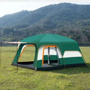 Spacious 2-Bedroom Tunnel Camping Tent with Steel Frame, Waterproof Double Layer for 5-8 Person Family Outdoor Adventures