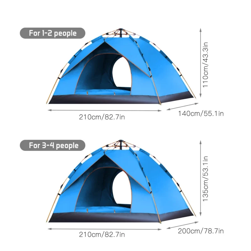 Instant Pop Up 2-Person Camping Tent Waterproof Polyester with Aluminum Poles for Outdoor Adventures - Image 6