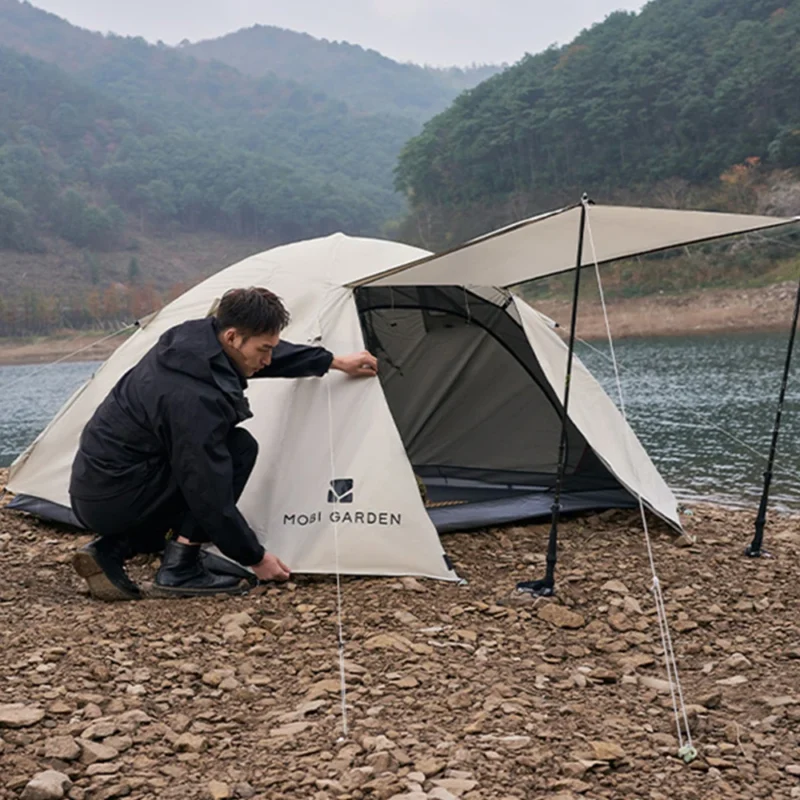 Double-Layer Aluminum Pole 2-Person Backpacking Tent with Rainfly for Three-Season Hiking - Image 4