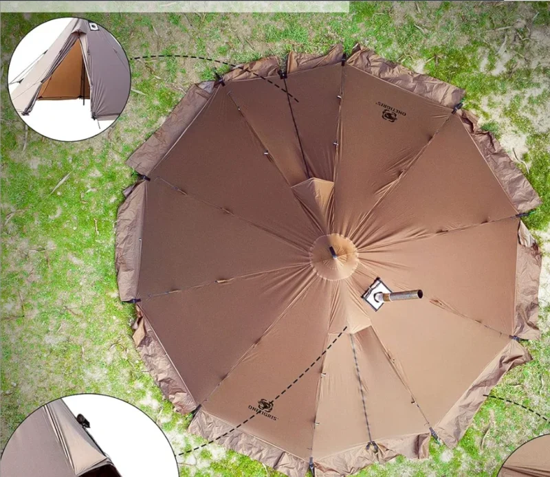4-Season Oxford Tipi Tent with Stove Jack for 4-6 Person Family Camping in All Weather - Image 3