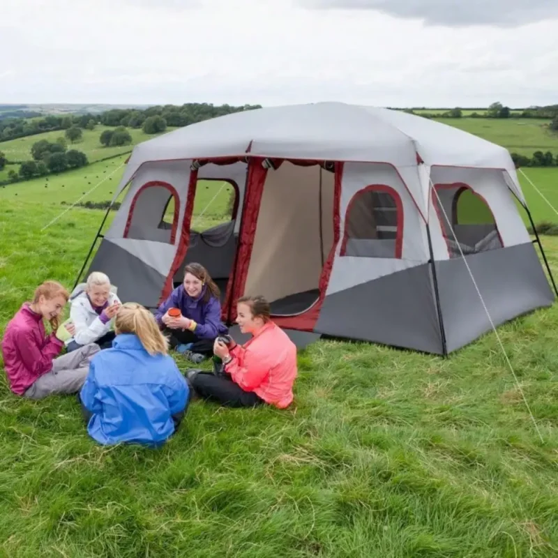 Premium Two-Room Steel Frame Camping Tent with Waterproof Canvas for Family Outdoor Adventures - Image 6