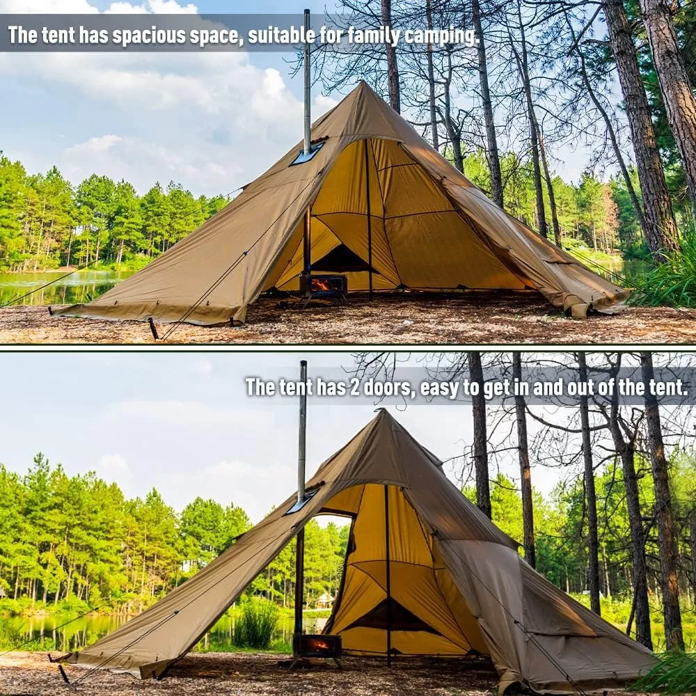 Winter tent with organized vestibule space for snowy conditions